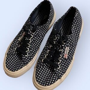 SuperGa blue/white polka dot sneakers . Sz 9